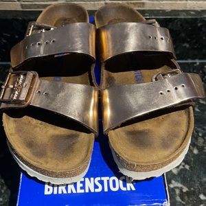 Birkenstock Arizona Rose Gold Leather Sandals